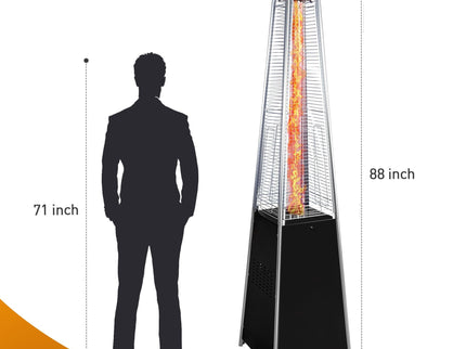 Pyramid 48, 000 Btu Propane Outdoor Heater With Detachable Wheels - Black / Silver