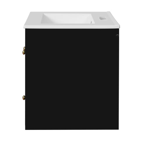 Wall-Mounted Bathroom Vanity Set With Sink, 2 Drawers And Soft-Close Door