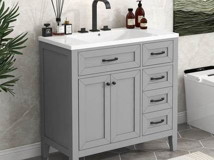 Modern Bathroom Vanity With Sink, Freestanding With Drawers And Doors