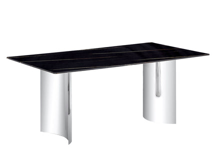 Modern Minimalist Dining Table With Marble Glass Top