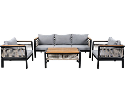 4 Pieces Outdoor Sectional Sofa Set 5 Person Patio Seating Group Outdoor Conversation Set With Cushions And A Coffee Table For Patios