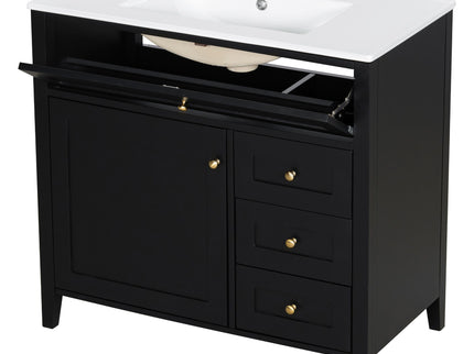 Bathroom Vanity With Sink, Cabinet With 3 Drawers And Adjustable Shelf