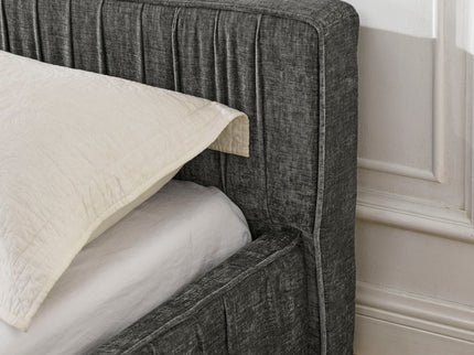 Modern Upholstered Platform Bed Frame With Pleated Design