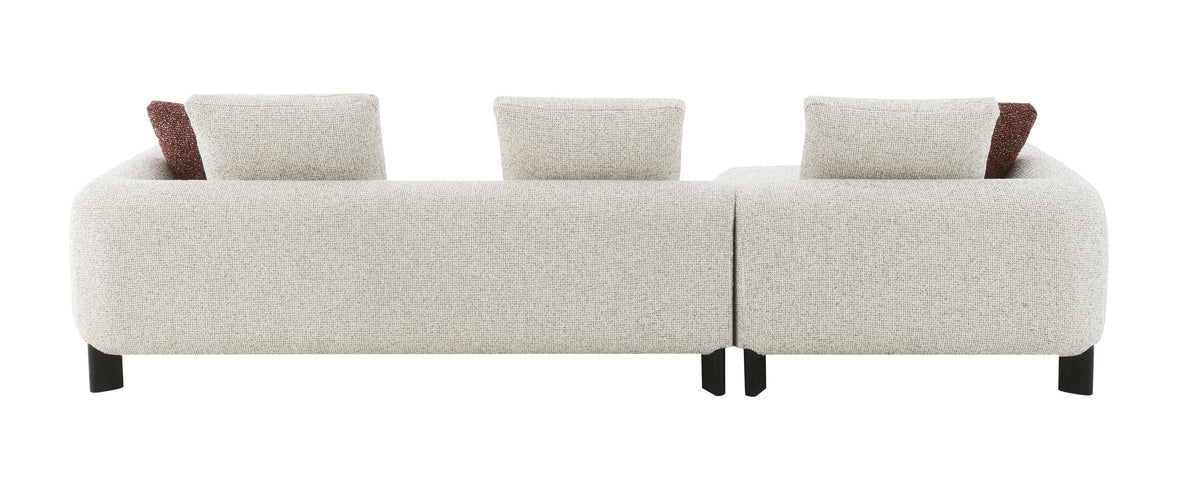 Mardi - Tweed Sectional Sofa With 3 Pillows - Maroon / Beige