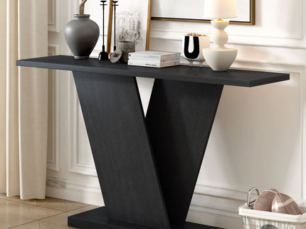 Console Table With V Shape Base, Sculptural Entryway Accent