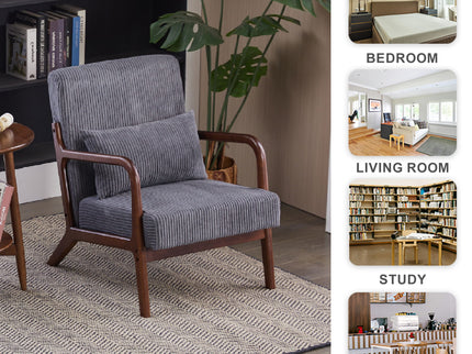 Accent Chair With Pillow And Wood Frame