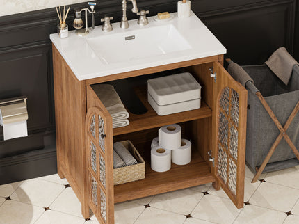 Vintage Farmhouse Bathroom Vanity With Ceramic Sink