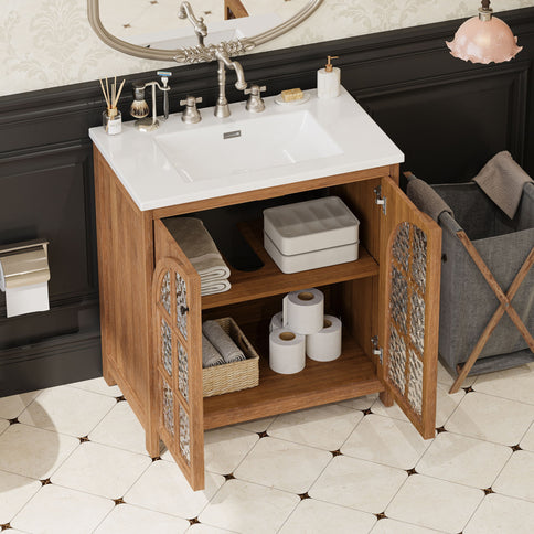 Vintage Farmhouse Bathroom Vanity With Ceramic Sink