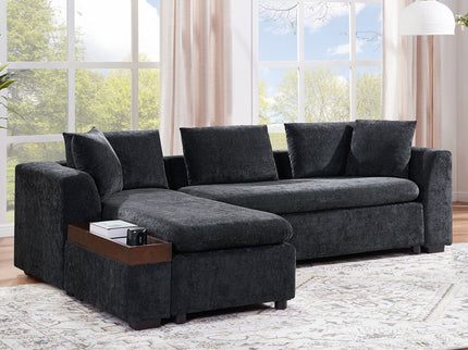 Modern L Shaped Sectional Sofa With Upholstery And Wooden Storage