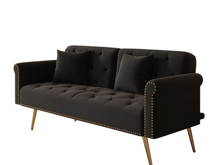 Luxurious Sofa Bed With Nail Head Trim And Matching Pillow
