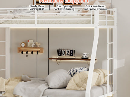 Bunk Bed For Kids, Convertible Frame With Ladders & Guardrail
