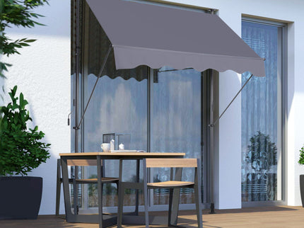 Manual Retractable Patio Awning, UV Resistant Sun Shade With No Drill Installation