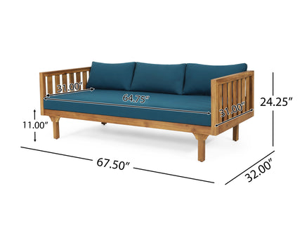 Claremont - 3 Seater Daybed Teak Acacia Wood Water Resistant Cushions