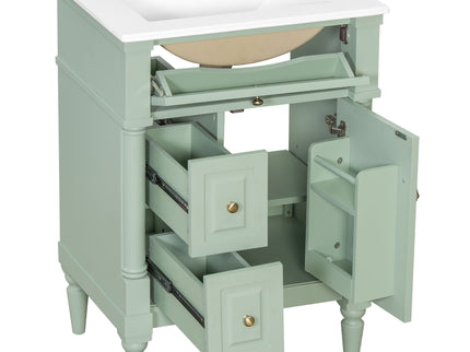 Freestanding Bathroom Vanity With Sink, Adjustable Shelf & Flip Drawer
