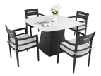 White / 5 Pc. Table, 4 Arm Chairs