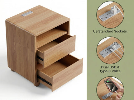 Nightstand With 2 Drawers And Shelves