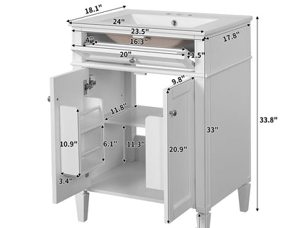 Bathroom Vanity With 2 Doors And Tip Out Drawer, Soft Closing Hinges