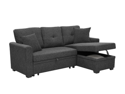 Upholstered Sectional With Pull Out Bed And Chaise Storage