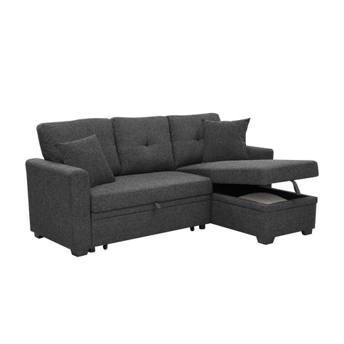 Upholstered Sectional With Pull Out Bed And Chaise Storage