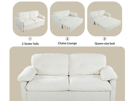 Convertible Pull Out Sofa Bed Queen Size, 3 In 1 With Side Storage