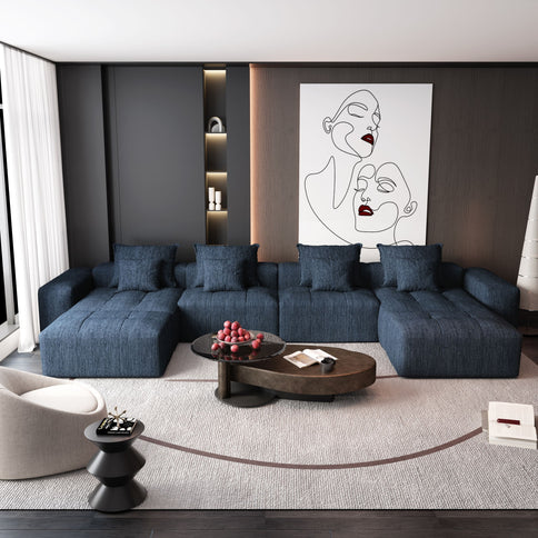 Modern Oversized Diy Combination Modular Sectional Sofa & Pillows