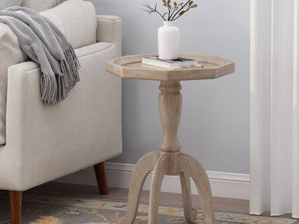 French Country Accent Table With Spider Leg Design - Natural / White