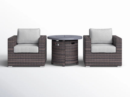 Rattan Patio Set With Comfortable Cushions And Fire Pit