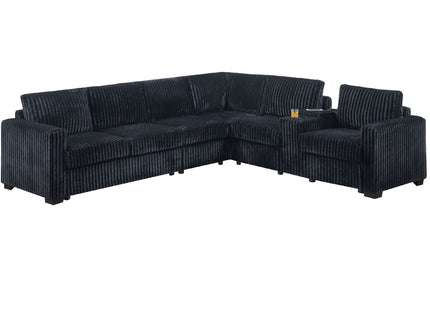 Modern Style L-Shape Sectional Set, USB Ports, Cup Holder