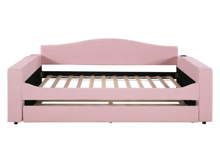 Upholstered Daybed With Storage Armrests, Trundle And Latest Integrated tooth Audio System