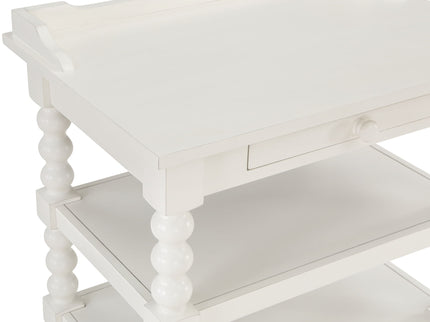 Aria - Nightstand With Styling, 2 Shelves, Pull Out Tray, Spool Turned Legs - Antique White