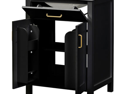 Modern Bathroom Vanity With Ceramic Sink, Soft-Close Doors, Flip Drawer, U-Shaped Shelves, Elegant Storage Solution