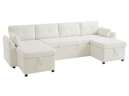 U-Shaped Sectional Sofa Bed With Storage And USB Ports