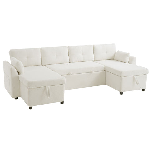 U-Shaped Sectional Sofa Bed With Storage And USB Ports