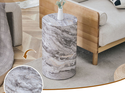 Simple Marble Textured Cylindrical Coffee Table Material - Gray