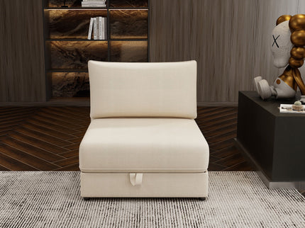 Modular Sectional Sofa With Storage, Convertible 2 Seater Sleeper Sofa - Beige