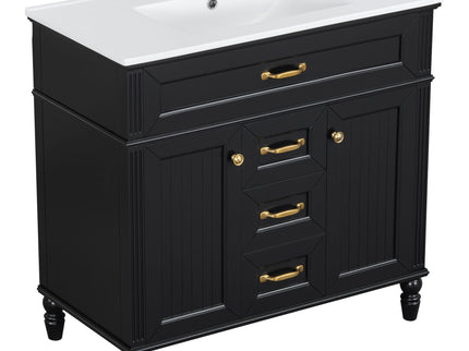Bathroom Vanity With Sink, Flip-Out Top Drawer, Soft Close Doors, 2 Storage Drawers