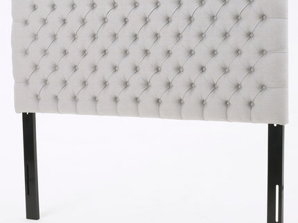 Queen Size Headboard With Button Tufting - Light Gray