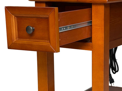 End Table With Drawer And Shelf For Living Room - Walnut