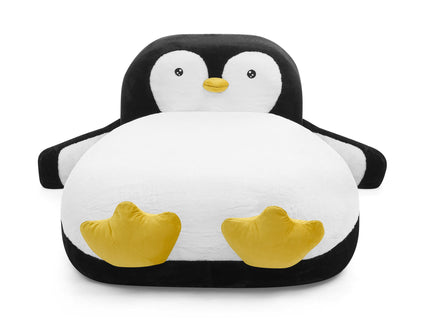 Twin Size Penguin Shaped Bed, Lounger Chair For Kids Bedroom - White / Black