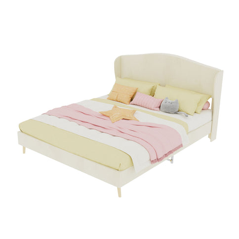 Upholstered Bed, Tufted Headboard, Comfortable Sleep