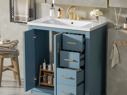 Bathroom Vanity With Sink, Storage Cabinet, Freestanding Set With 3 Drawers & Soft Closing Doors