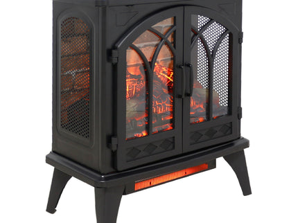 3D Flame Electric Infrared Quartz Fireplace Stove With Remote Control - Antique Black