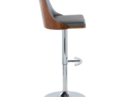 Gianna - Mid Century Modern Adjustable Barstool With Swivel With Rounded T Footrest (Set of 2)