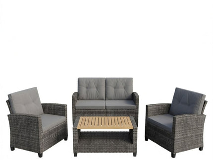 Modern All-Weather Patio Set With Cushions And Table