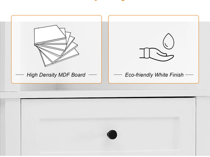 Tall Storage Cabinet With 3 Drawers And Adjustable Shelves For Bathroom