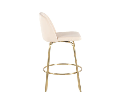 Toriano - Contemporary Fixed Height Barstool With Swivel And Round Footrest (Set of 2)
