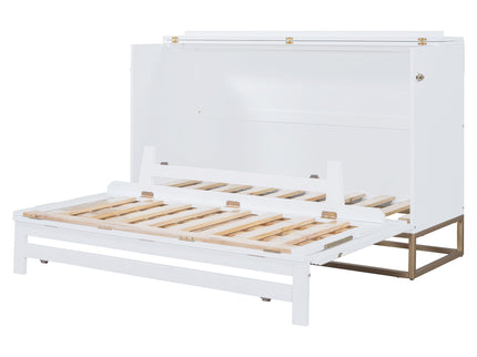 Murphy Bed With Frosted Glass Doors Design, Fake Drawers, Metal Legs