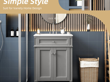 Bathroom Vanity With 2 Doors And Tip Out Drawer, Soft Closing Hinges