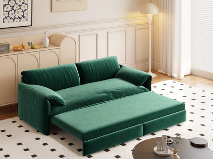Queen Pull Out 3 In 1 Convertible Sleeper Sofa With Side Storage