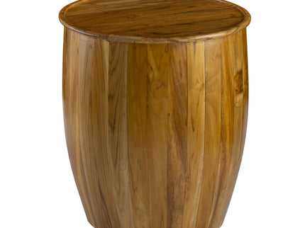 Drum Side Table With Tray Style Top - Brown